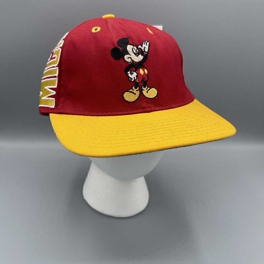 Goofy’s Hat Co. Disney Mickey Mouse Big Print Embroidered Red SnapBack Hat